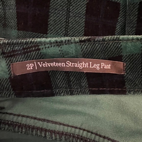 Talbots Women's Stretch Velveteen Straight Leg Holiday Plaid, Size 2P - Picture 9 of 13